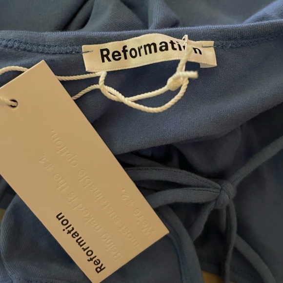 REFORMATION Nero Knit Midi Dress Open Back Sleeveless Light Blue Medium NWT - Picture 7 of 11